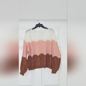 Scallop Design Scoop Neck Knitted Sweater, donating 10/10